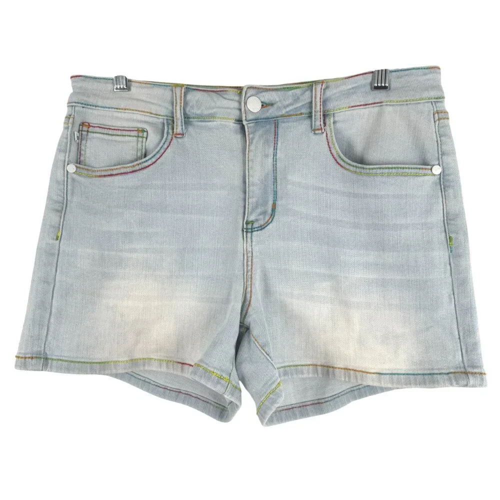 Judy Blue Rainbow Thread Shorts Womens Large Cotton Blend Stretch‎ SS-2194